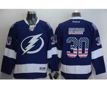 Men's Tampa Bay Lightning #30 Ben Bishop USA Flag Fashion Blue Jersey