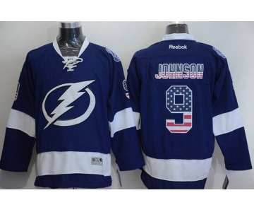 Men's Tampa Bay Lightning #9 Tyler Johnson USA Flag Fashion Blue Jersey