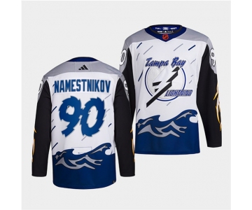 Men's Tampa Bay Lightning #90 Vladislav Namestnikov White 2022 Reverse Retro Stitched Jersey