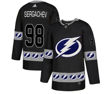 Men's Tampa Bay Lightning #98 Mikhail Sergachev Black Team Logos Fashion Adidas Jersey