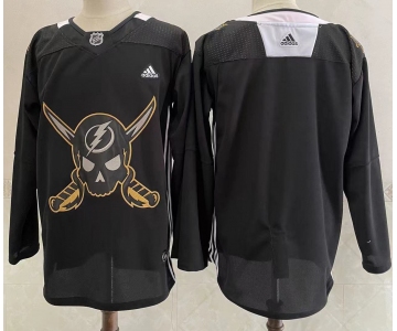 Men's Tampa Bay Lightning Blank Black Pirate Themed Warmup Authentic Jersey