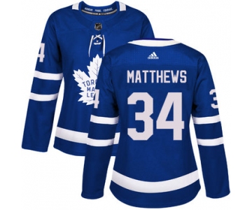 Adidas Maple Leafs #34 Auston Matthews Blue Home Authentic Women's Stitched NHL Jersey