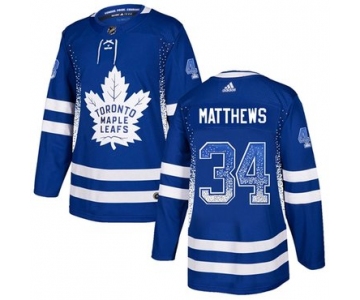 Adidas Toronto Maple Leafs #34 Auston Matthews Blue Home Authentic Drift Fashion Stitched NHL Jersey
