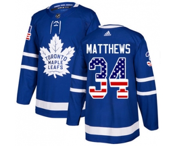 Adidas Toronto Maple Leafs #34 Auston Matthews Blue Home Authentic USA Flag Stitched Youth NHL Jersey