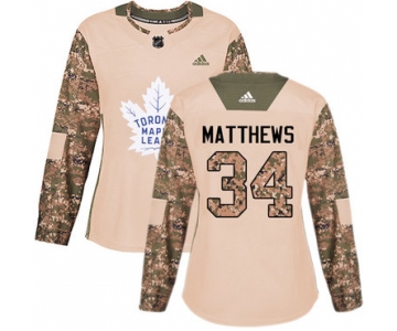 Adidas Toronto Maple Leafs #34 Auston Matthews Camo Authentic 2017 Veterans Day Women's Stitched NHL Jersey