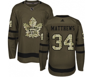 Adidas Toronto Maple Leafs #34 Auston Matthews Green Salute to Service Stitched Youth NHL Jersey