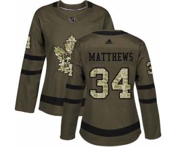 Adidas Toronto Maple Leafs #34 Auston Matthews Green Salute to Service Women's Stitched NHL Jersey