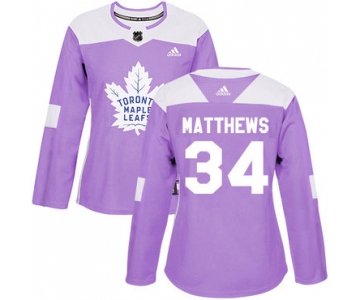 Adidas Toronto Maple Leafs #34 Auston Matthews Purple Authentic Fights Cancer Women's Stitched NHL Jersey