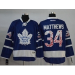 Maple Leafs #34 Auston Matthews Blue Canada Flag Fashion Stitched NHL Jersey