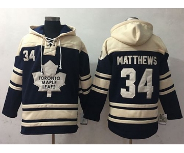 Maple Leafs #34 Auston Matthews Blue Sawyer Hooded Sweatshirt Stitched NHL Jersey