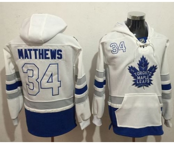 Maple Leafs #34 Auston Matthews White Name & Number Pullover NHL Hoodie
