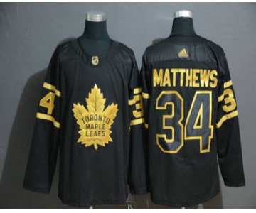 Men's Toronto Maple Leafs #34 Auston Matthews Black Golden Adidas Stitched NHL Jersey