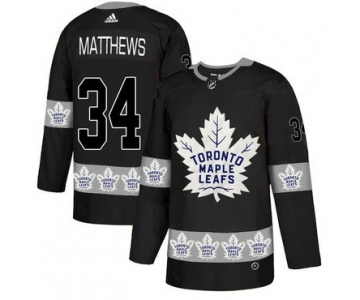 Men's Toronto Maple Leafs #34 Auston Matthews Black Team Logos Fashion Adidas Jersey
