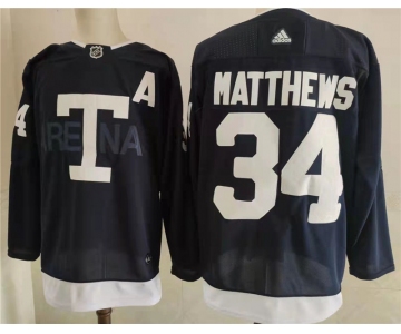 Men's Toronto Maple Leafs 34 Auston Matthews Navy 2022 NHL Heritage Classic Adidas Jersey