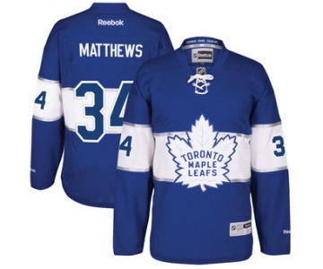 Men's Toronto Maple Leafs #34 Auston Matthews Reebok Blue 2017 Centennial Classic Premier Player Jersey