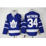 Men's Toronto Maple Leafs #34 Auston Matthews Royal Blue 2016-17 Home 100TH Anniversary Hockey Jersey