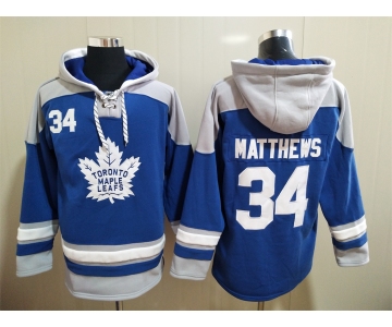 Men's Toronto Maple Leafs #34 Auston Matthews Royal Blue Hoodie