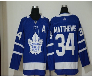 Men's Toronto Maple Leafs #34 Auston Matthews Royal Blue With A Patch Home Stitched NHL Jersey