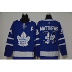 Men's Toronto Maple Leafs #34 Auston Matthews Royal Blue With Team Logo Adidas Stitched NHL Jersey