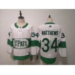 Men's Toronto Maple Leafs #34 Auston Matthews St. Pats Road Authentic Player White Jersey