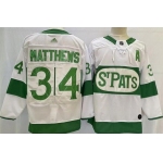 Men's Toronto Maple Leafs #34 Auston Matthews White 2019 St Pats Authentic Jersey