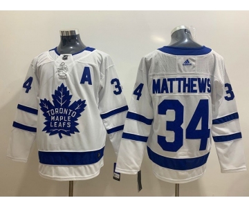 Men's Toronto Maple Leafs #34 Auston Matthews White With A Patch Adidas Stitched NHL Jersey