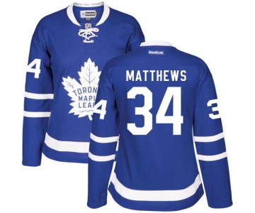 Women's Toronto Maple Leafs #34 Auston Matthews Royal Blue Home Stitched NHL 2016-17 Reebok Hockey Jersey