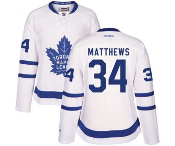 Women's Toronto Maple Leafs #34 Auston Matthews White Away Stitched NHL 2016-17 Reebok Hockey Jersey