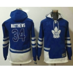 Youth Toronto Maple Leafs #34 Auston Matthews 2016 Royal Blue Throwback Pocket Stitched NHL Old Time Hockey Hoodie