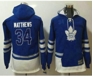 Youth Toronto Maple Leafs #34 Auston Matthews 2016 Royal Blue Throwback Pocket Stitched NHL Old Time Hockey Hoodie