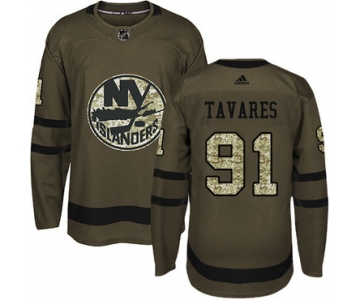 Adidas New York Islanders #91 John Tavares Green Salute to Service Stitched Youth NHL Jersey