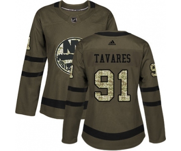 Adidas New York Islanders #91 John Tavares Green Salute to Service Women's Stitched NHL Jersey