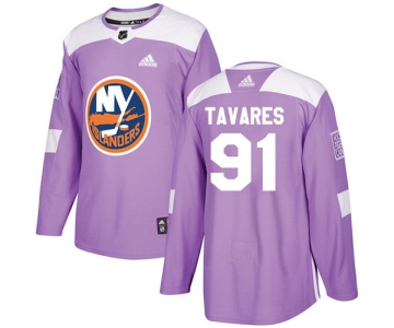 Adidas New York Islanders #91 John Tavares Purple Authentic Fights Cancer Stitched Youth NHL Jersey
