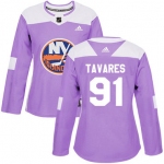 Adidas New York Islanders #91 John Tavares Purple Authentic Fights Cancer Women's Stitched NHL Jersey