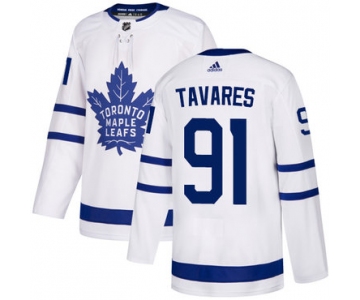 Men's Adidas Maple Leafs #91 John Tavares White Road Authentic Stitched NHL Jersey