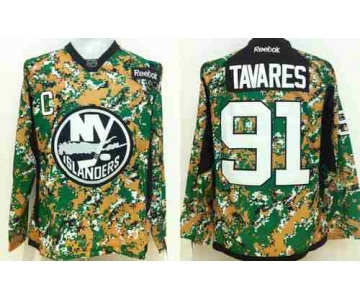 Men's New York Islanders #91 John Tavares Digital Camo Veteran's Day Practice Jersey