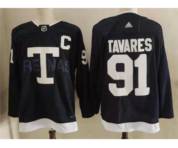 Men's Toronto Maple Leafs 91 John Tavares Navy 2022 NHL Heritage Classic Adidas Jersey