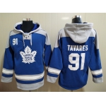 Men's Toronto Maple Leafs #91 John Tavares Royal Blue Hoodie