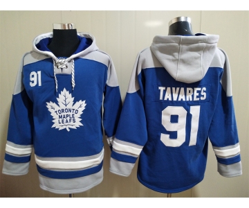 Men's Toronto Maple Leafs #91 John Tavares Royal Blue Hoodie