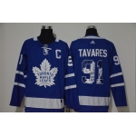 Men's Toronto Maple Leafs #91 John Tavares Royal Blue With Team Logo Adidas Stitched NHL Jersey