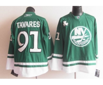 New York Islanders #91 John Tavares St. Patrick's Day Green Jersey