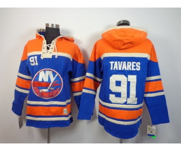 Old Time Hockey New York Islanders #91 John Tavares Light Blue Hoodie