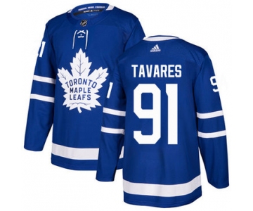 Youth Adidas Maple Leafs #91 John Tavares Blue Home Authentic Stitched NHL Jersey