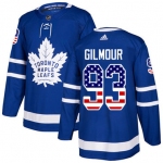 Adidas Maple Leafs #93 Doug Gilmour Blue Home Authentic USA Flag Stitched NHL Jersey