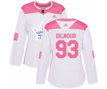 Adidas Toronto Maple Leafs #93 Doug Gilmour White Pink Authentic Fashion Women's Stitched NHL Jersey