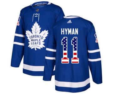 Adidas Maple Leafs #11 Zach Hyman Blue Home Authentic USA Flag Stitched NHL Jersey