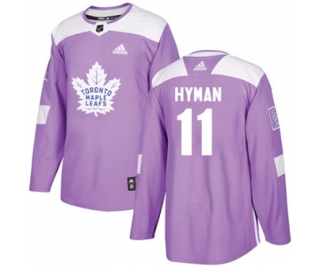 Adidas Maple Leafs #11 Zach Hyman Purple Authentic Fights Cancer Stitched NHL Jersey