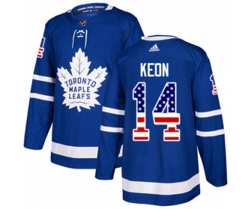 Adidas Maple Leafs #14 Dave Keon Blue Home Authentic USA Flag Stitched NHL Jersey