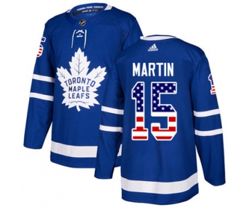 Adidas Maple Leafs #15 Matt Martin Blue Home Authentic USA Flag Stitched NHL Jersey