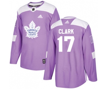 Adidas Maple Leafs #17 Wendel Clark Purple Authentic Fights Cancer Stitched NHL Jersey